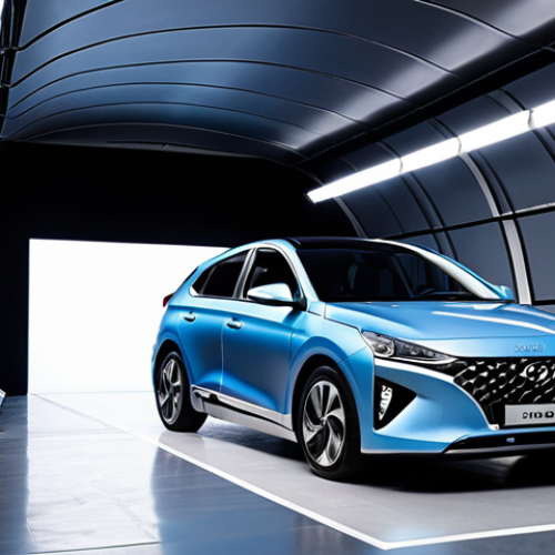 Home 15 **
> A sleek, futuristic Hyundai Ioniq 6 in a wind tunnel, showcasing its smooth, aerodynamic lines. Emphasize the "teardrop" shape and how the lines flow seamlessly from front to back. Possibly visualize airflow using colored lines or gradients.
**