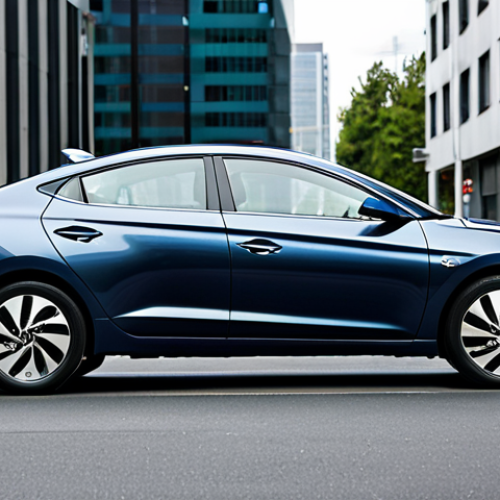 Home 7 Hyundai Avante Hybrid (Elantra Hybrid)**
"A modern, stylish Hyundai Avante Hybrid (Elantra Hybrid) in a vibrant city setting, showcasing its sleek design and sharp lines. The car is fully clothed (entirely visible), and the focus is on its overall aesthetic. The environment is a bustling urban street with modern architecture in the background. Professional car photography, high quality, perfect anatomy (of the car), appropriate content, safe for work, family-friendly."
**