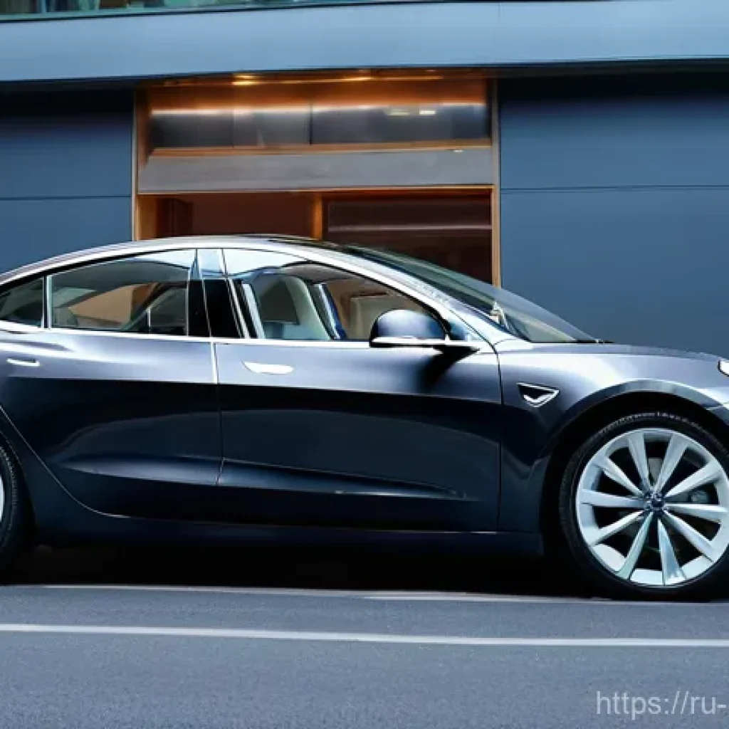 현대 넥쏘와 테슬라 모델 3 비교 - **Prompt: Tesla Model 3 in a Modern Moscow Setting**
    A sleek, dark gray Tesla Model 3 (newest fa...