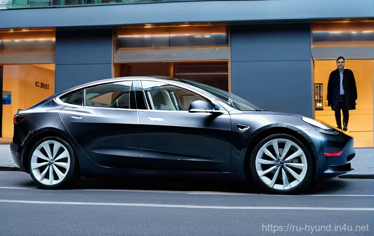 현대 넥쏘와 테슬라 모델 3 비교 - **Prompt: Tesla Model 3 in a Modern Moscow Setting**
    A sleek, dark gray Tesla Model 3 (newest fa...