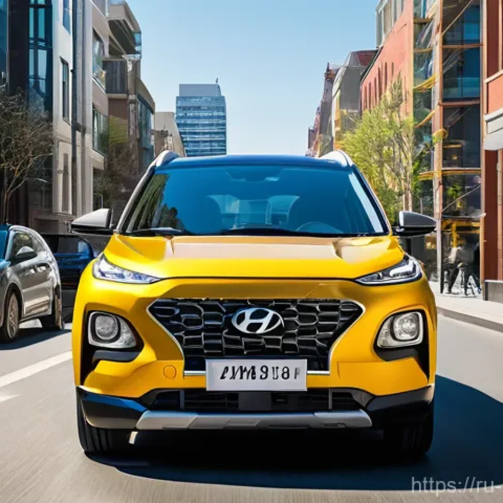 현대 캐스퍼의 경제성 분석 - **Prompt 1: Urban Agility and Distinctive Design**
A vibrant, slightly stylized image of a brigh...