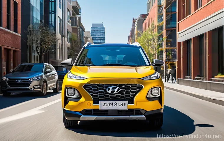 현대 캐스퍼의 경제성 분석 - **Prompt 1: Urban Agility and Distinctive Design**
    A vibrant, slightly stylized image of a brigh...