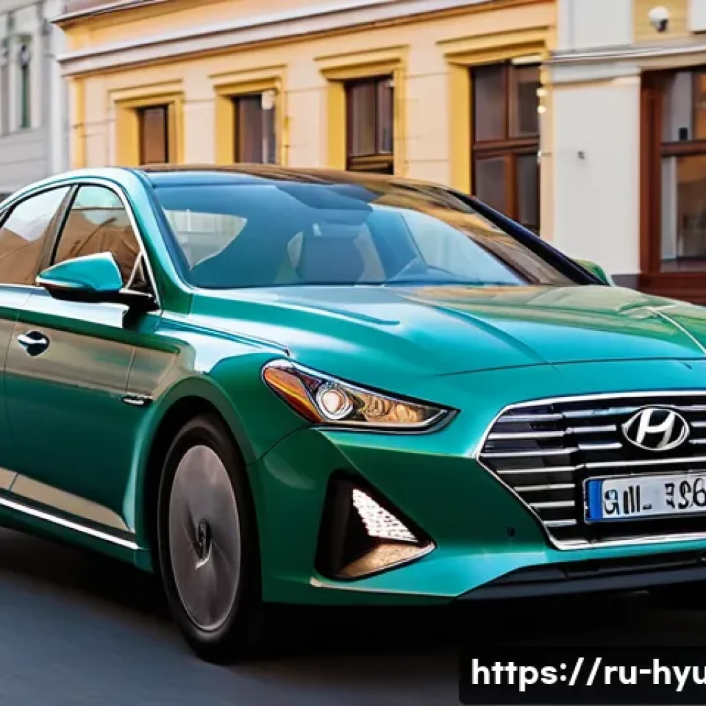 현대 쏘나타 하이브리드의 트렌드 - **Prompt 1: Urban Efficiency in a Russian City**
    A sleek, modern Hyundai Sonata Hybrid (latest g...