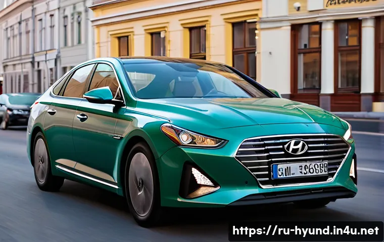 현대 쏘나타 하이브리드의 트렌드 - **Prompt 1: Urban Efficiency in a Russian City**
A sleek, modern Hyundai Sonata Hybrid (latest g...